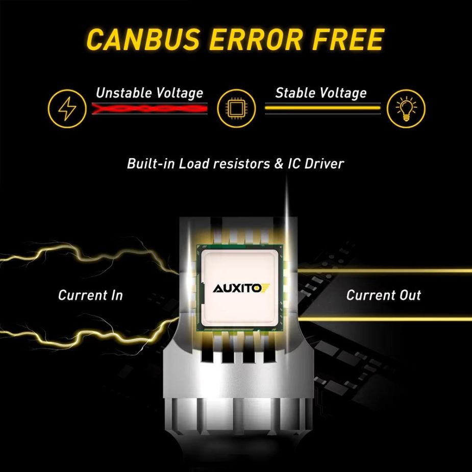 Вбудований резистор Canbus та IC драйвер стабілізації напруги LED лампи AUXITO T20 7443