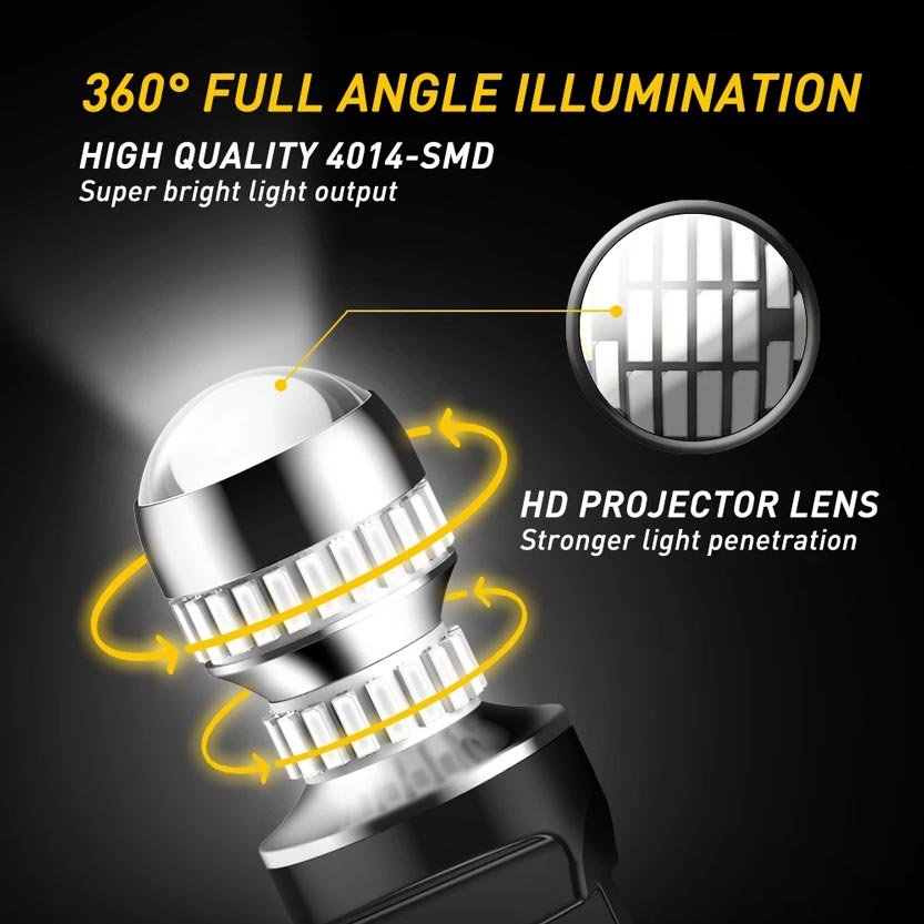 360 градусів світло світлодіоди 4014 SMD HD проекторна лінза потужне фокусування червоне LED світло 3157 P27 7W
