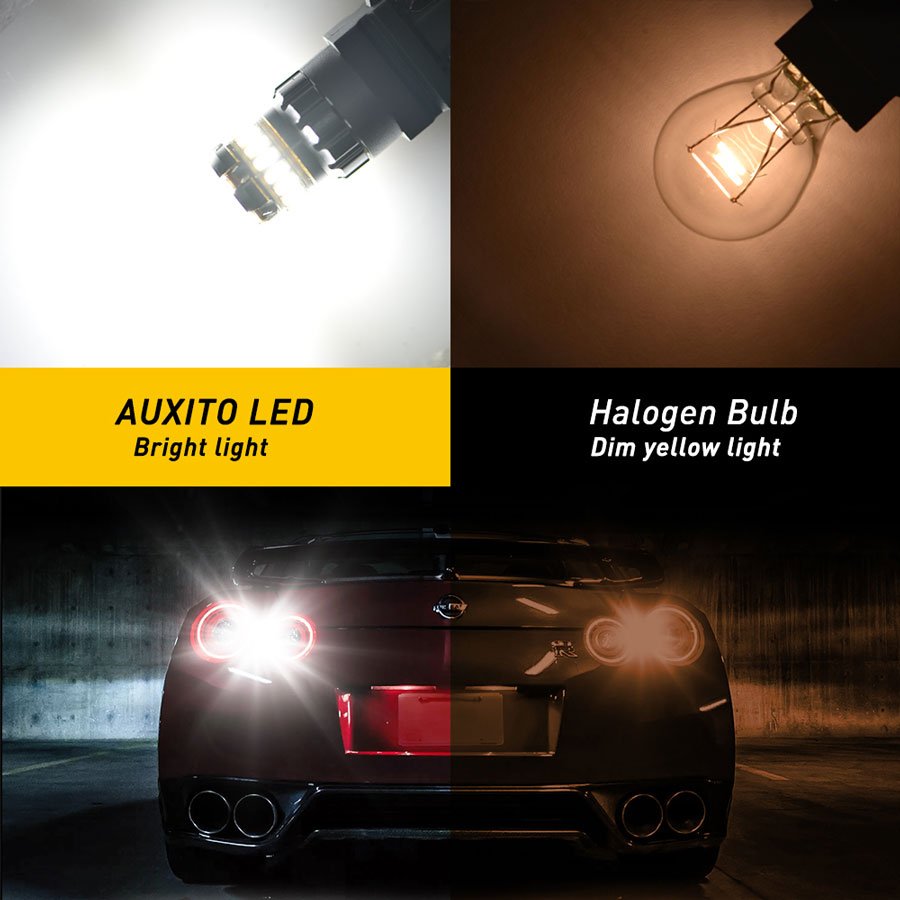 Порівняння яскравого білого світла LED AUXITO T25 та тьмяного галогенного світла в авто