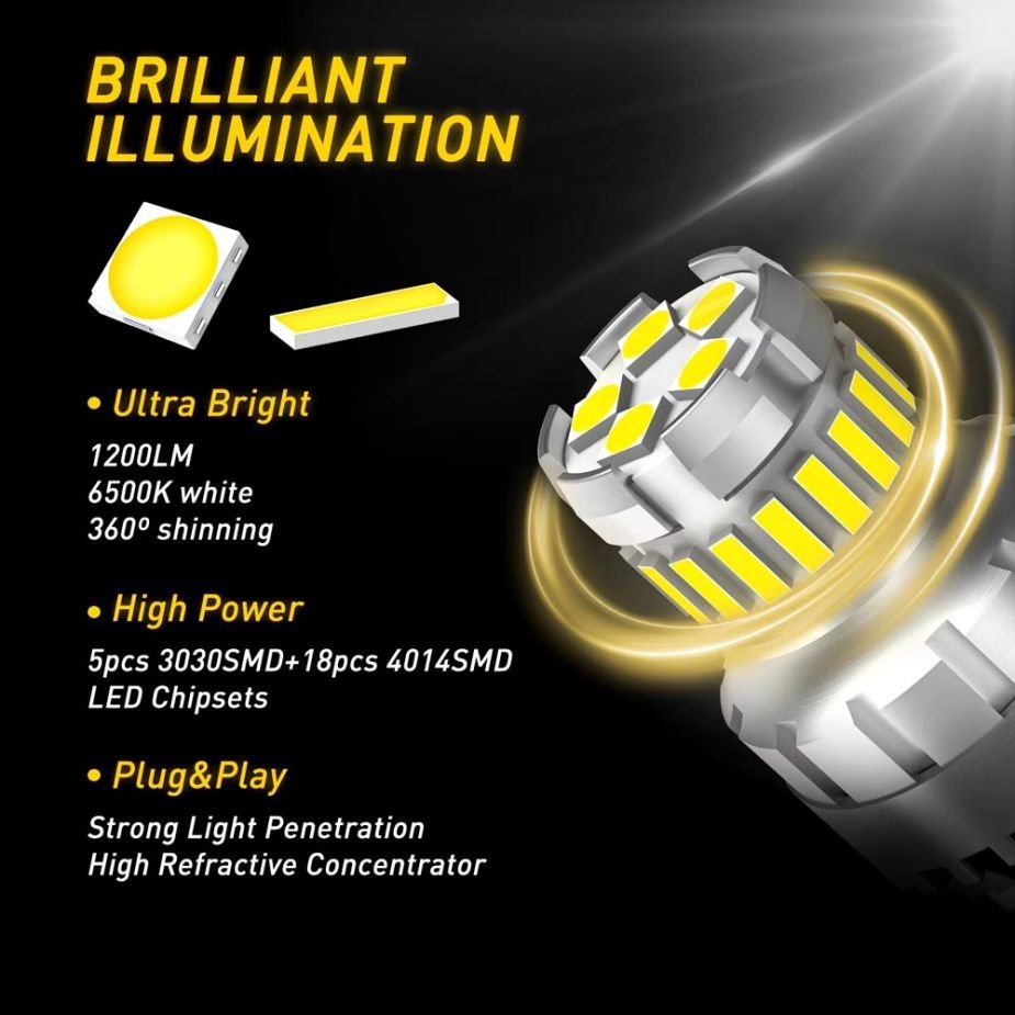 Автолампа LED AUXITO T20 7443 W21/5W 1200LM 6500K з чіпами 3030 та 4014 SMD
